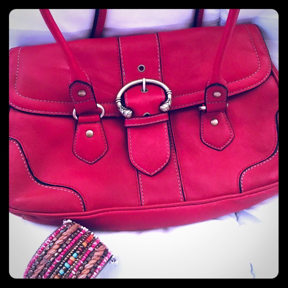Rawr! Red, real leather vintage purse!